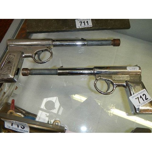 712 - Two Harrington & Son 'The Gat' chrome plated pistols.