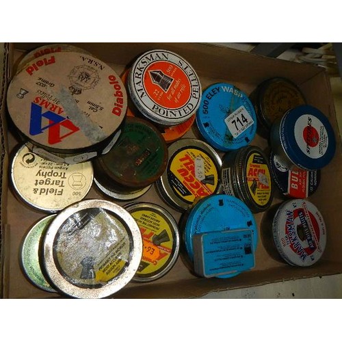 714 - A quantity of air gun pellet tins.