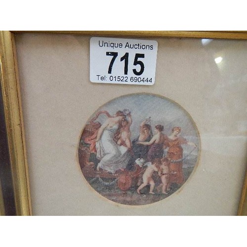 715 - A pair of small framed and glazed classical scenes.