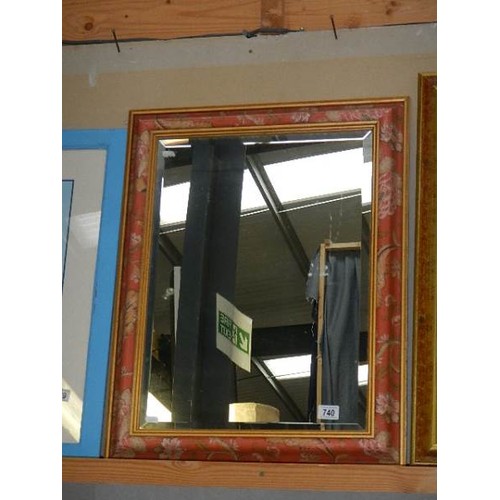 740 - A framed bevel edged mirror. COLLECT ONLY.