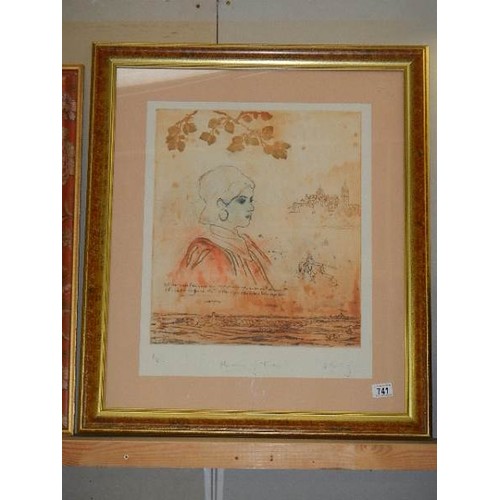 741 - A framed and glazed portrait. COLLECT ONLY.