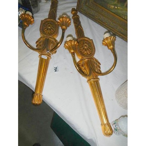 764 - A pair of gilded wall lights, COLLECT ONLY.