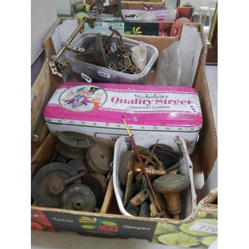 770 - A box of assorted clock parts, COLLECT ONLY.