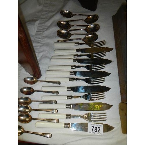 782 - A quantity of fish knives and forks etc.,