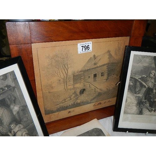 796 - A mixed lot of framed and unframed pictures, COLLECT ONLY.