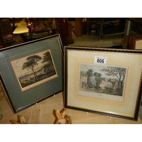 806 - Two framed and glazed rural scenes, COLLECT ONLY.