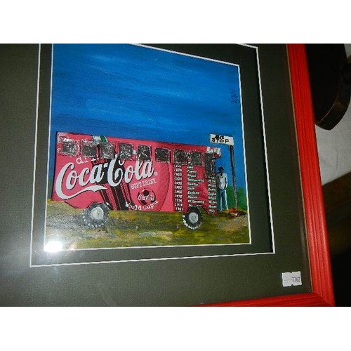 823 - A framed and glazed Coca Cola print and one other, COLLECT ONLY.