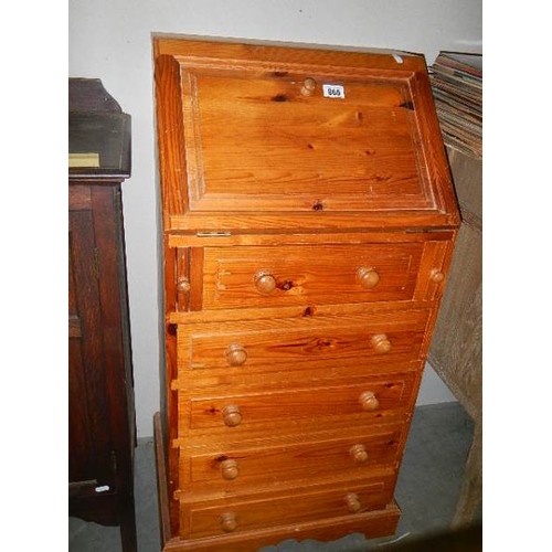 860 - A five drawer pine bureau, COLLECT ONLY.