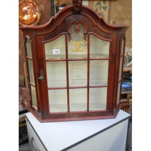 705 - A sign written glazed cabinet.  COLLECT ONLY.