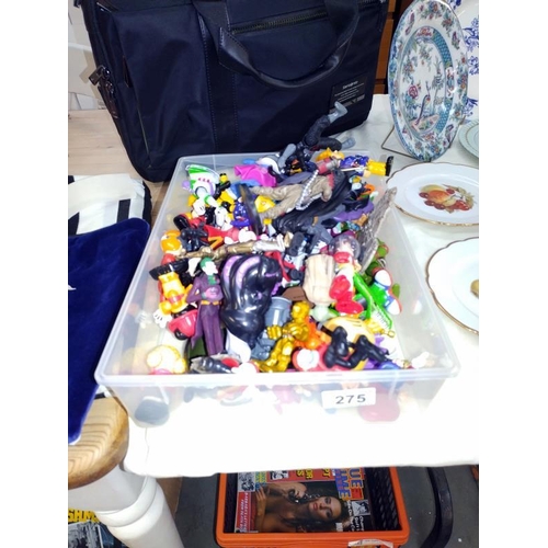 275 - A box of plastic toy figures including Disney Mickey Mouse, Star Wars & Turtles etc.