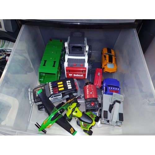 291 - Two 3 drawer storage containers & contents of toy vehicles