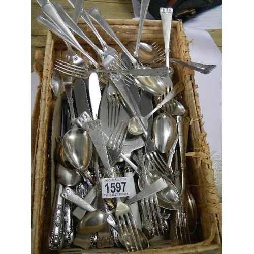 1597 - A good lot of silver plate cutlery (possibly Danish).