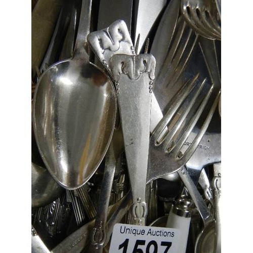 1597 - A good lot of silver plate cutlery (possibly Danish).