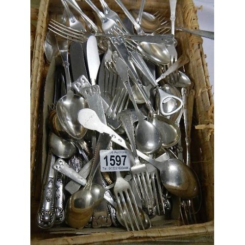 1597 - A good lot of silver plate cutlery (possibly Danish).