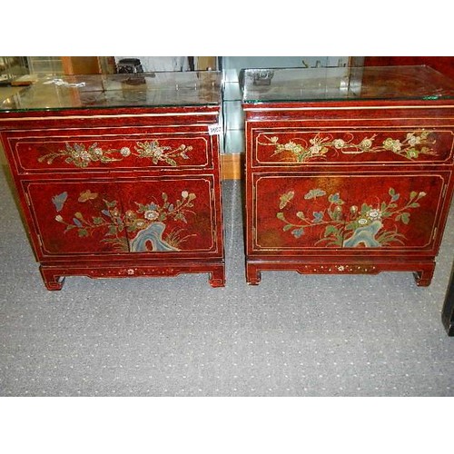 1607 - A pair of Chinese lacquered bedroom chests. COLLECT ONLY.