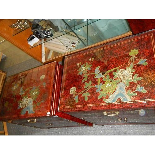 1607 - A pair of Chinese lacquered bedroom chests. COLLECT ONLY.