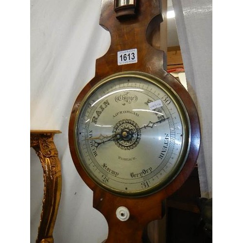 1613 - A mahogany barometer by A & P Manteyani, Wisbech, COLLECT ONLY.