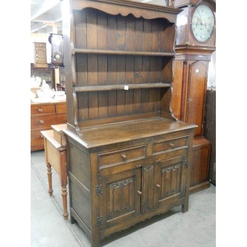 1635 - An oak open rack dresser. COLLECT ONLY.