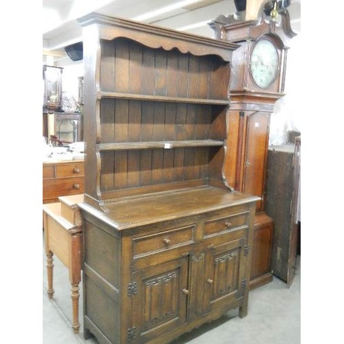 1635 - An oak open rack dresser. COLLECT ONLY.