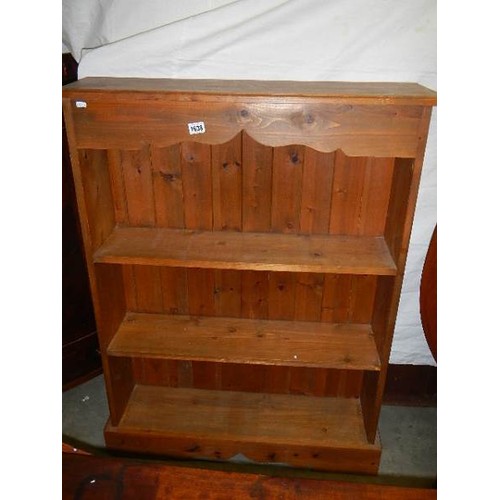 1638 - A pine three shelf book case, COLLECT ONLY.