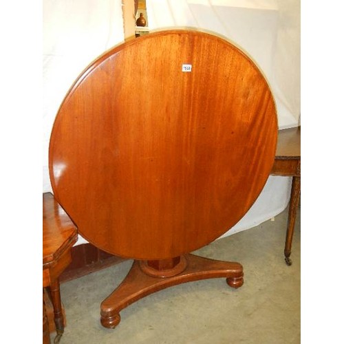 1640 - A Victorian mahogany circular tip top centre pedestal table. COLLECT ONLY.