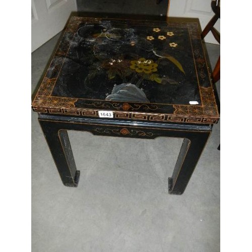 1643 - A Chinese square painted side table. COLLECT ONLY.