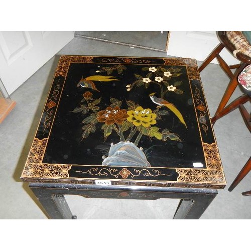 1643 - A Chinese square painted side table. COLLECT ONLY.