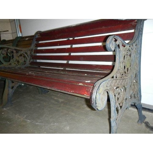 1652 - A metal and wood garden bench, COLLECT ONLY,.