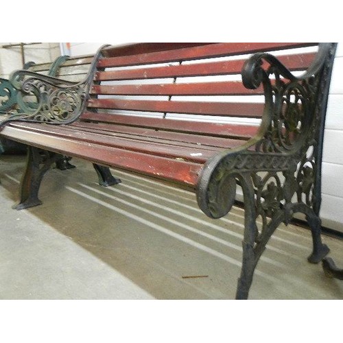 1652 - A metal and wood garden bench, COLLECT ONLY,.