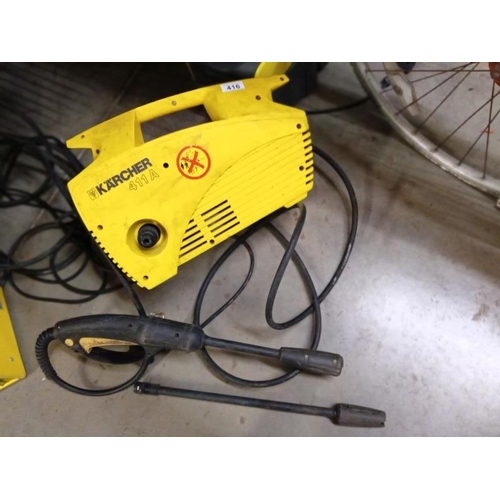 416 - A Karcher 411A pressure washer with 2 wands, COLLECT ONLY