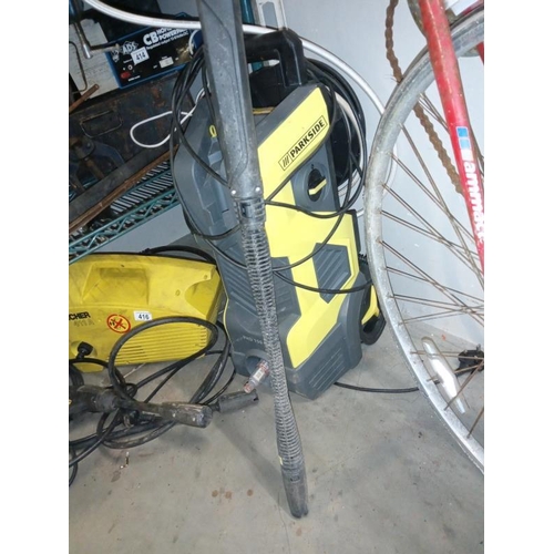 417 - A Parkside 150.G4 pressure washer with hose wand etc. (A/F), COLLECT ONLY