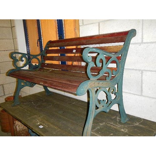 1661 - A metal and wood garden bench, COLLECT ONLY.