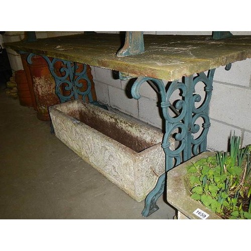 1662 - A metal and wood garden table, COLLECT ONLY