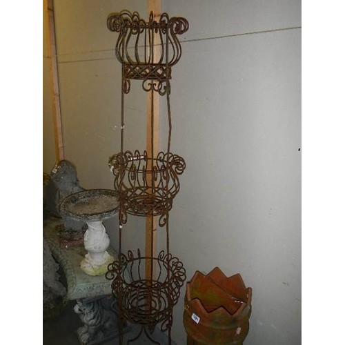 1682 - A wrought iron plant stand, COLLECT ONLY.