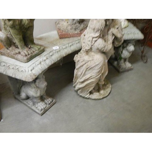 1687 - A garden bench supported by lions. COLLECT ONLY.