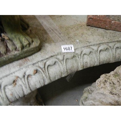 1687 - A garden bench supported by lions. COLLECT ONLY.