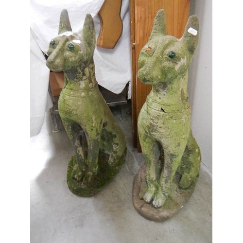 1690 - A pair of garden cats (a/f one has its head off) COLLECT ONLY.