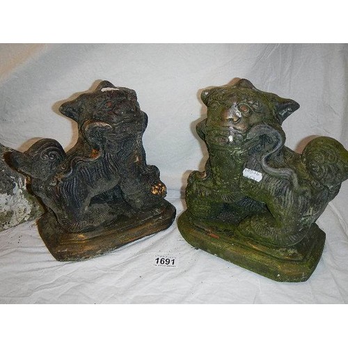 1691 - A pair of garden Dogs of Fo, COLLECT ONLY.