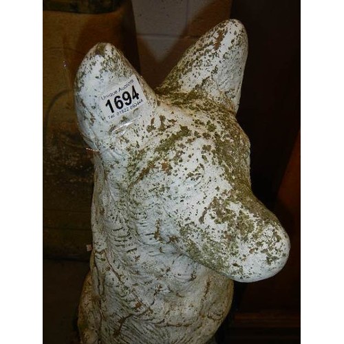 1694 - A garden dog statue, COLLECT ONLY.