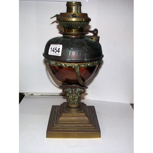 1454 - A Victorian brass oil lamp base/