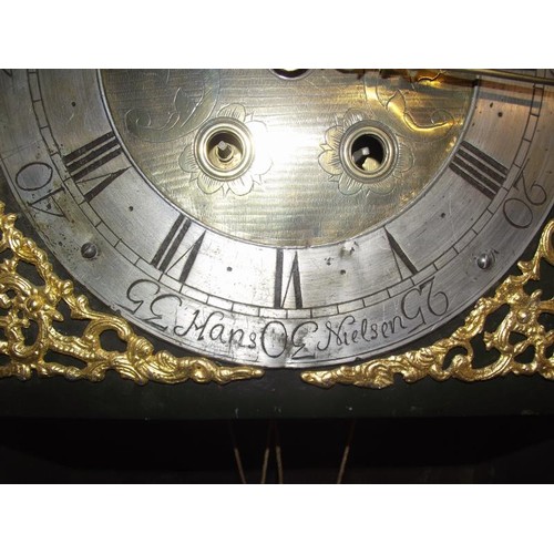 1470 - An 8 day brass dial Grandfather clock marked Hans Nelson, COLLECT ONLY.