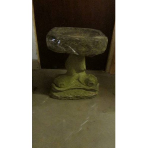 1674 - A bird bath on dolphin base, COLLECT ONL.