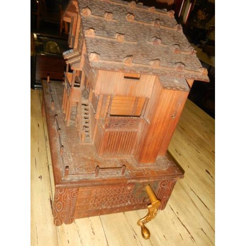 1703 - A rare Victorian Black Forest Swiss cottage musical box/clock.  Chimes on the hour and half hour, mu... 