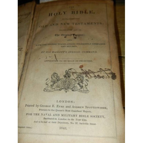 1705 - A Naval & military bible, printed by George E Eyre & William Spottiswoode 1843. (Also contains flowe... 