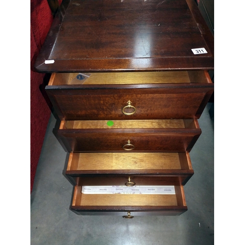 311 - A Stag dark wood stained 4 drawer chest of drawers (53cm x 46.5cm x height 72cm), COLLECT ONLY