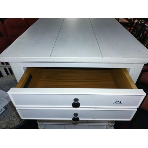 314 - A pair of white finished pine side tables with drawer (58.5cm x 68cm x height 67cm), COLLECT ONLY