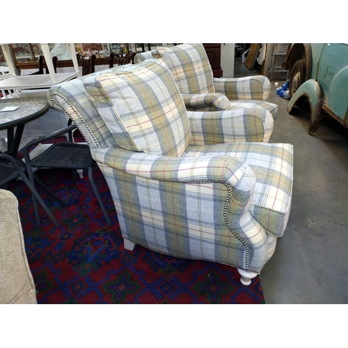 316 - A pair of tartan print arm chairs, COLLECT ONLY