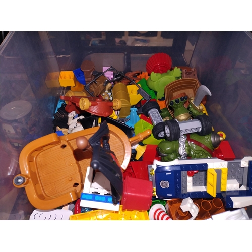 326 - A 4 drawer storage chest of children's toys, wooden stool, play kitchen, Cars lamp etc. COLLECT ONLY