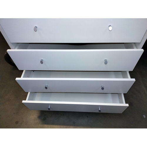 349 - A white melamine chest of drawers (75cm x 40cm x height 93cm), COLLECT ONLY