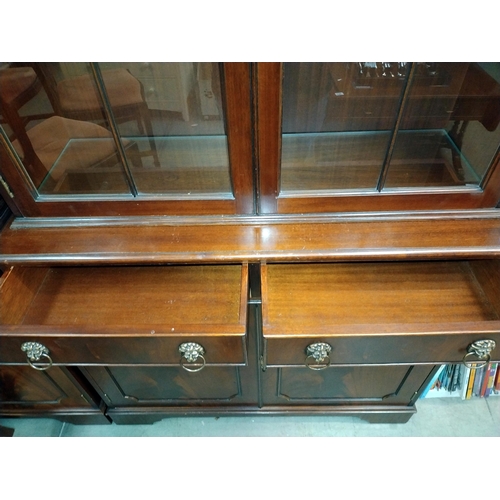 352 - A Georgian style mahogany display cabinet with astragal glazed doors and dental cornice (98cm x 37cm... 